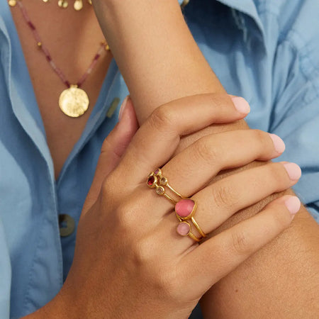 Ring Adjustable Size Dotty Pink Jade