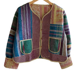 Jacket Reversable Vintage Kantha Cotton Violet Stripe