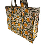 Tote Bag With Zipper Yellow Floral