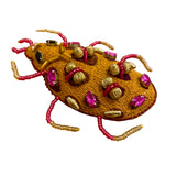 Brooch Beaded Jewelled Beetle Amber