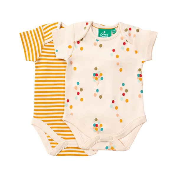 Baby Bodysuit Set Of 2 Organic Cotton Rainbow Balloons