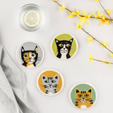 Handmade Ceramic Cat Coasters box set of 4