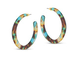 Hoop Earrings Resin Flat Blue