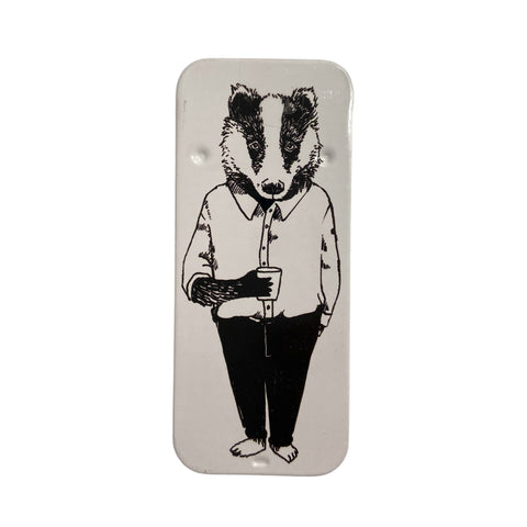 Pocket Tin Mints Jimbob Art Badger In Shirt