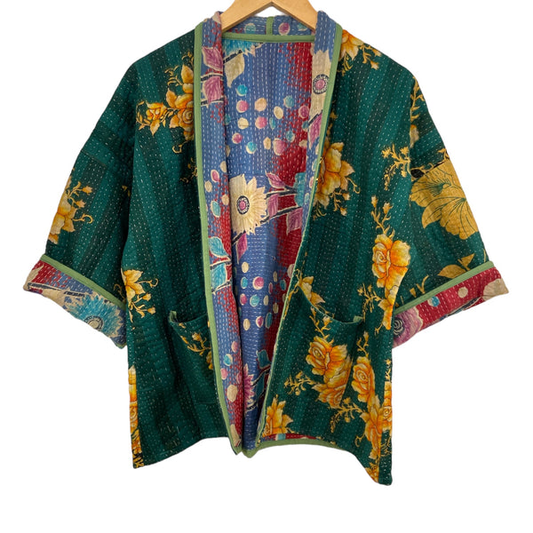 Jacket Reversable Vintage Patchwork Emerald Floral