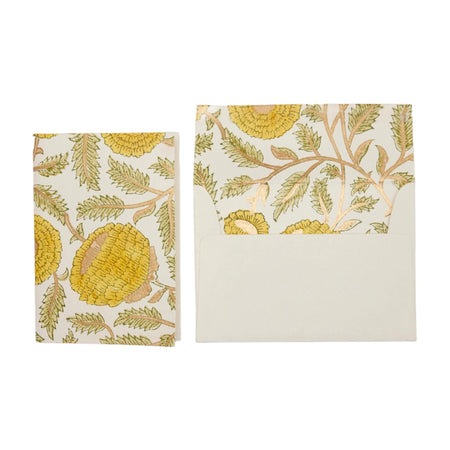 Card Hand Block Printed Marigold Glitz Sunshine