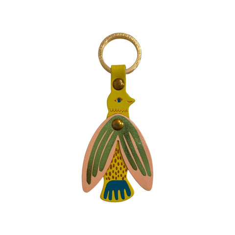 Leather Key Fob Song Bird Yellow