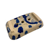 Soap Dish Ceramic Square Edge Blue Splatter