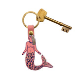 Key Fob Leather Foil Embossed Mermaid Pink