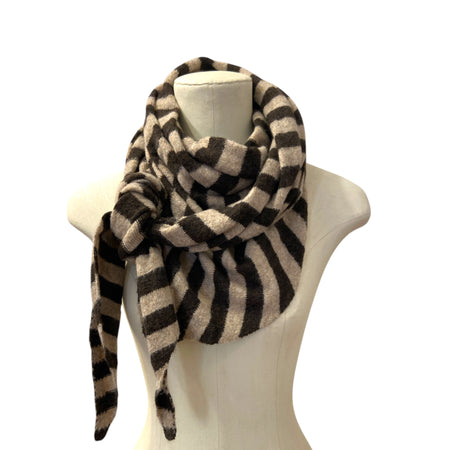 Nordic Stripe Triangle Scarf Coffee Taupe