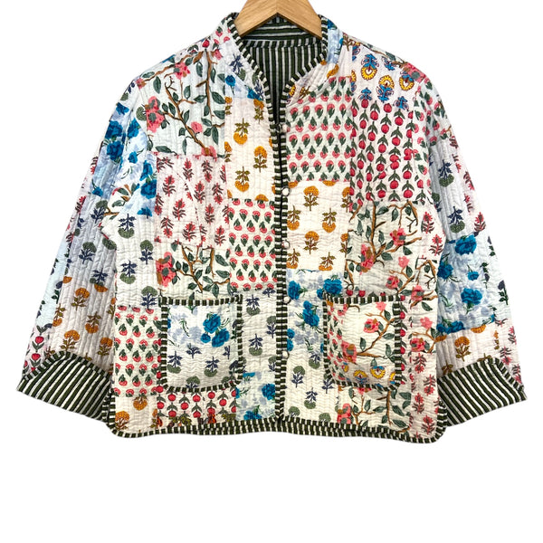 Jacket Quilted Cotton Reversible Patchwork Ivory