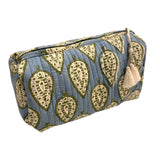 Cosmetic Pouches Quilted Cotton Set Of 3 Blue Paisley