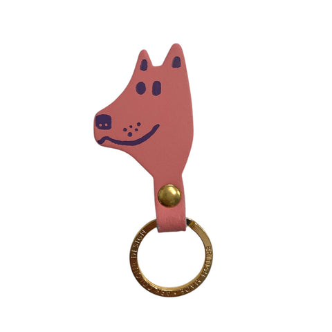 Key Fob Leather Dog Pink