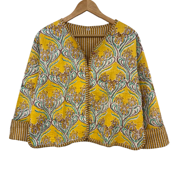 Jacket Cotton Kantha Reversable Block Print Mimosa