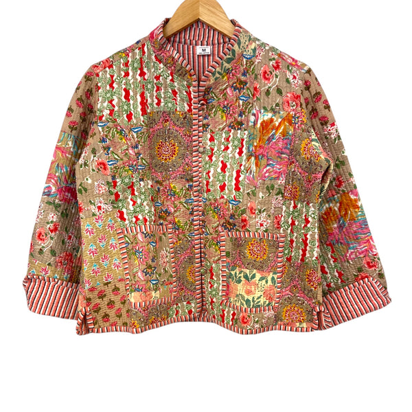 Jacket Quilted Cotton Reversible Patchwork Oat Floral