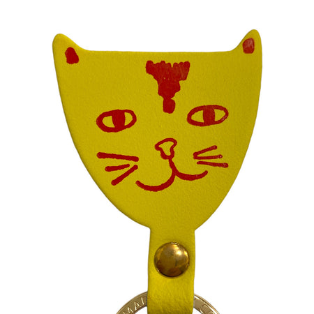 Key Fob Leather Cat Yellow