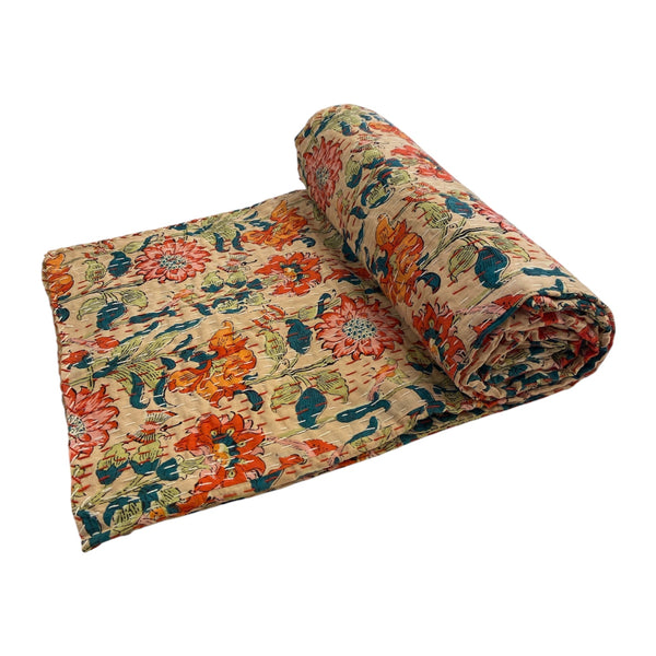 Kantha Throw Floral Garden