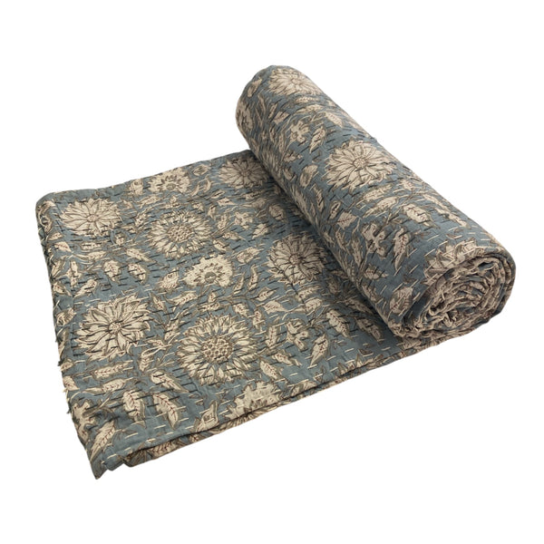Kantha Throw Cornflower Blue