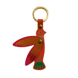 Leather Key Fob Song Bird Coral