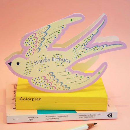 Die Cut Card Happy Birthday Bird Lilac