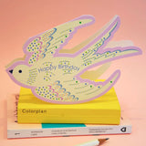 Die Cut Card Happy Birthday Bird Lilac