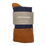 Cashmere Mix Slouch Socks Navy Copper