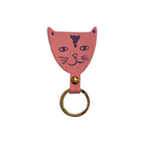 Key Fob Leather Cat Pink