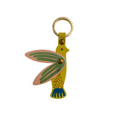Leather Key Fob Song Bird Yellow