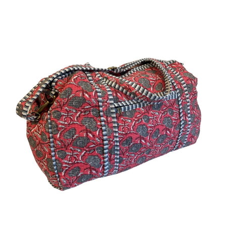 Duffle Bags Cotton Block Printed Pink Papillon