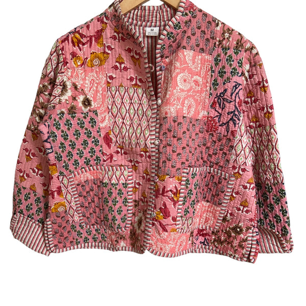 Jacket Quilted Cotton Reversible Patchwork Pink