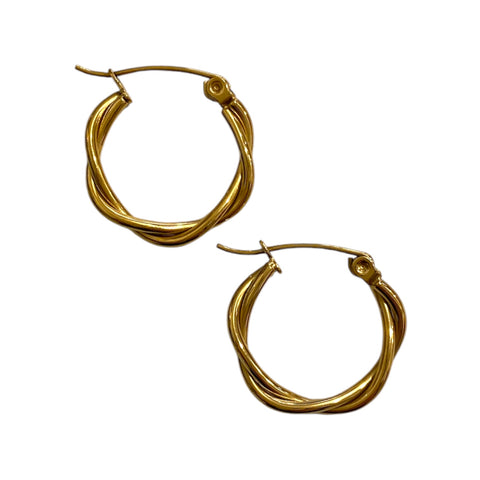 Gold Earrings Entwined Hoop Medium