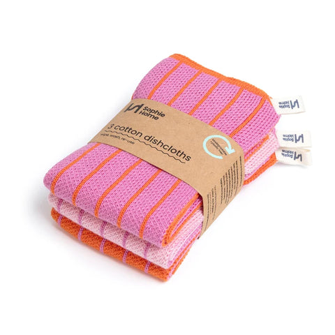 Cotton Knit Dishcloths Pink