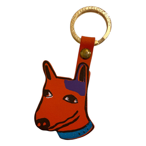 Key Fob Leather Best Mate Dog Orange