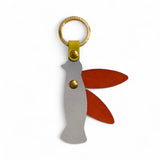 Leather Key Fob Song Bird Coral