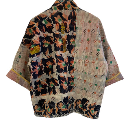 Jacket Reversable Kantha Vintage Fabric Flower Block