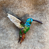 Brooch Pin Emerald Chin Hummingbird