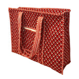 Tote Bag With Zipper Red Ebony Floral