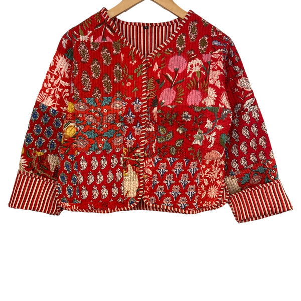 Jacket Reversible Cotton Red Patchwork