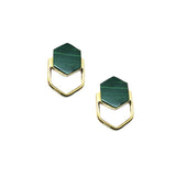 Earrings Malachite Holly Hexagonal Stud Earrings