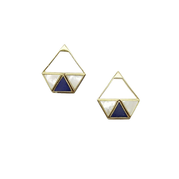 Earrings Mother Of Pearl Lapis Lazuli Studs