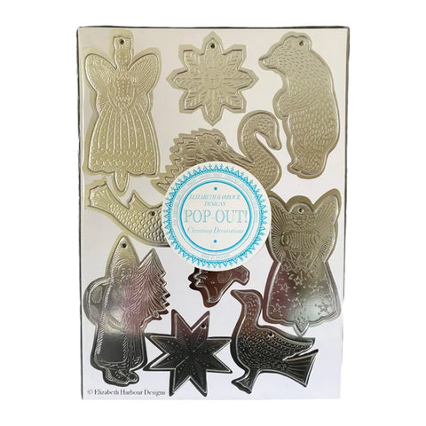 Christmas Decorations Pop Out Pack Silver Embossed