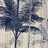 Throw Kantha Block Print Blue Palm