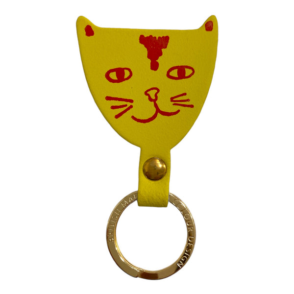 Key Fob Leather Cat Yellow