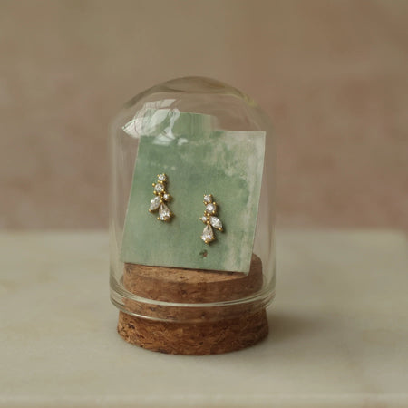 Stud Gold Earrings Fairy Wing Petal