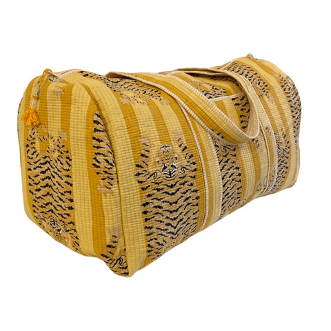 Duffle Bag Large Quilted Cotton Ocher Tiger