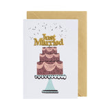 Wedding Card Just Married Cake Pink Icing