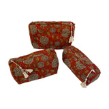 Cosmetic Wash Bags Cotton Set Of 3 Umber