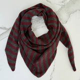 Nordic Stripe Triangle Scarf Burgundy Brown