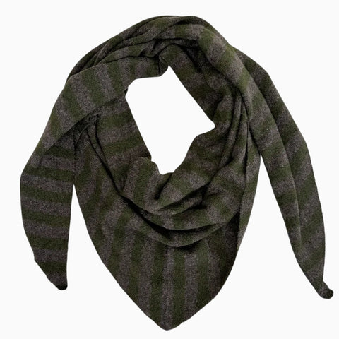 Nordic Stripe Triangle Scarf Khaki Coffee