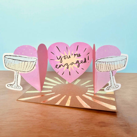 Engagement Card Clinking Glasses
